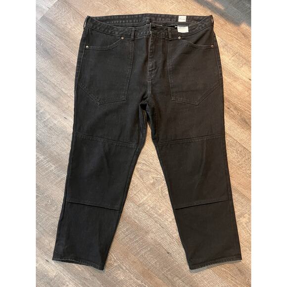 Gamine Madame X Dungaree Denim Double Knee Jean Gardener Black USA Size 35 - Picture 1 of 15